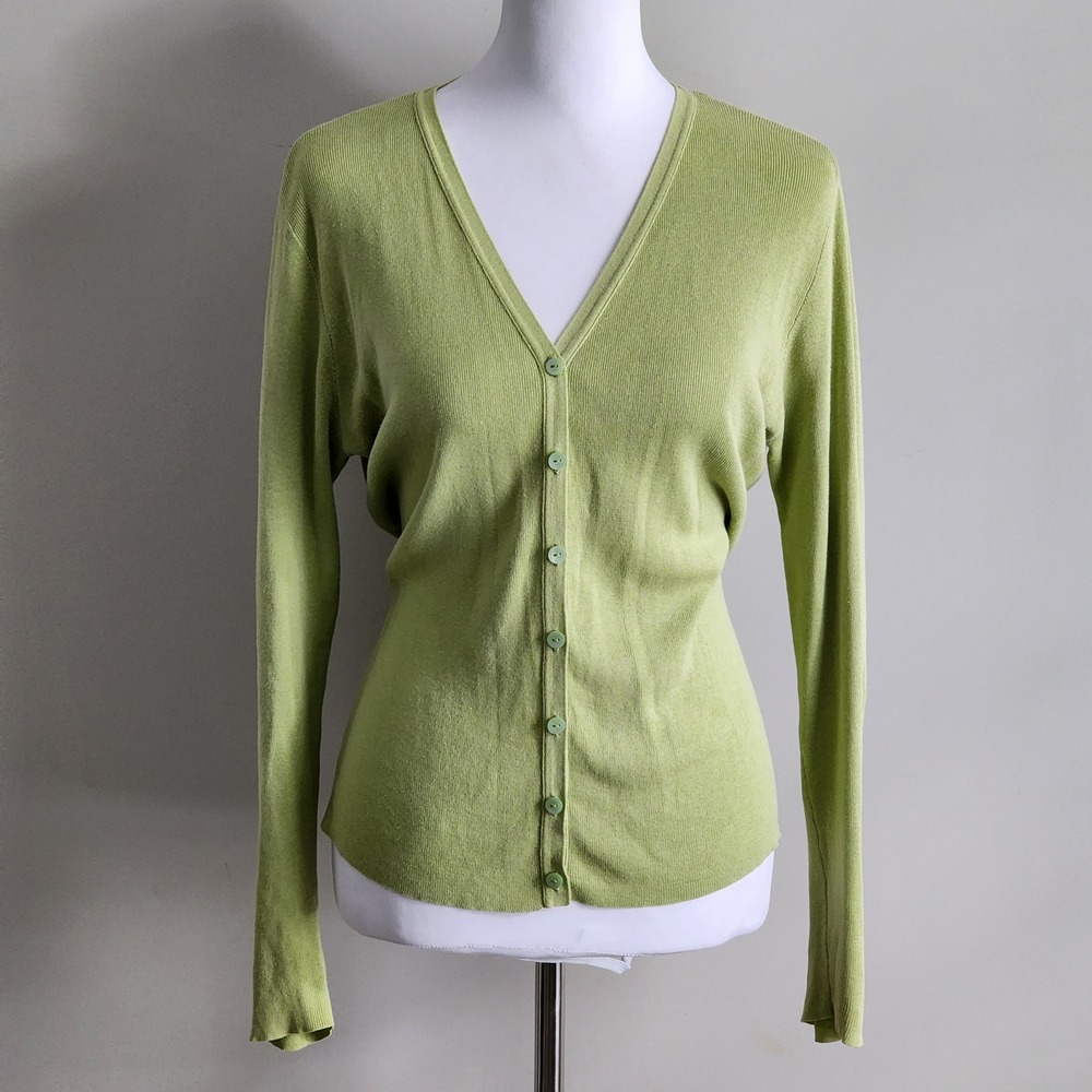 Gap Cardigan Sweater Womens Medium Apple Green Cotton Feminine Y2K Fall Dainty
